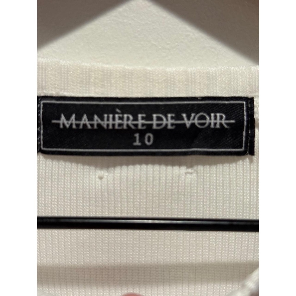 MANIÈRE DE VOIR Womens Size 10 White Ribbed Cropped Long Sleeve Top - Picture 4 of 6